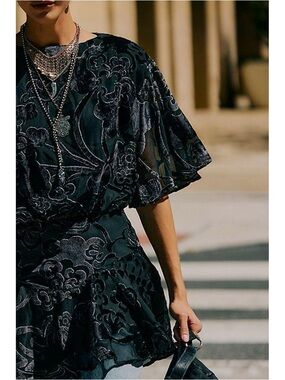 Free People Manuka Burnout Velvet Mini Dress- NWT